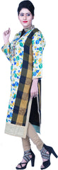 SMSAREE Multi-Colour Designer Casual Partywear Raw Silk Floral Printed Gota & Zari Hand Embroidery Work Stylish Women Kurti Kurta With Free Matching Leggings KB284