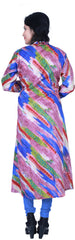 SMSAREE Multi-Colour Designer Casual Partywear Raw Silk Floral Printed Gota Thread & Zari Hand Embroidery Work Stylish Women Kurti Kurta With Free Matching Leggings KB357