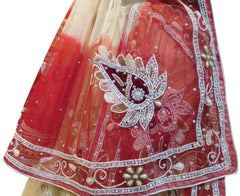 Cream & Maroon Designer Wedding Partywear Net Bullion Beads Stone Pearl Hand Embroidery Work Bridal Lahenga Choli Dupatta Semistitched LAE118