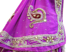 Violet Designer Wedding Partywear Georgette Bullion Beads Stone Pearl Hand Embroidery Work Bridal Lahenga Choli Dupatta Semistitched LAE252