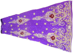 Purple Designer Wedding Partywear Georgette Bullion Beads Stone Pearl Hand Embroidery Work Bridal Lahenga Choli Dupatta Semistitched LAE254