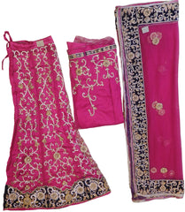 The Show Stopper Pink Designer Wedding Partywear Net Bullion Beads Stone Pearl Hand Embroidery Work Bridal Lahenga Choli Dupatta Semistitched LAE447