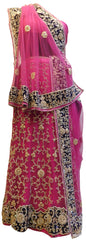 The Show Stopper Pink Designer Wedding Partywear Net Bullion Beads Stone Pearl Hand Embroidery Work Bridal Lahenga Choli Dupatta Semistitched LAE447