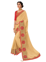 Gold Bright Georgette Full Designer Saree Sari
