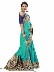 Green Silk Fabrics Heavy Designer Saree Sari