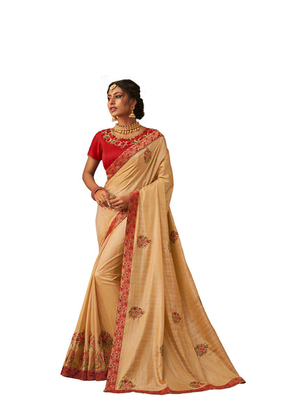 Gold Poly Silk Heavy Designer Saree Sari