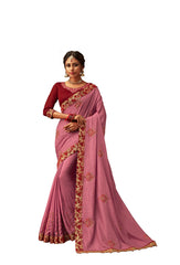 Fuchsia Pink Poly Silk Heavy Designer Saree Sari