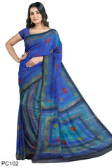 Multicolour Designer Wedding Partywear Pure Crepe Printed Hand Embroidery Work Bridal Saree Sari With Blouse Piece PC102