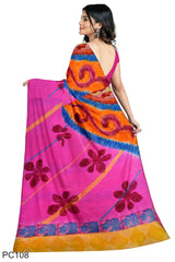 Multicolour Designer Wedding Partywear Pure Crepe Printed Hand Embroidery Work Bridal Saree Sari With Blouse Piece PC108