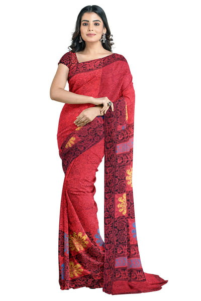 Multicolour Designer Wedding Partywear Pure Crepe Printed Hand Embroidery Work Bridal Saree Sari With Blouse Piece PC111