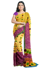 Multicolour Designer Wedding Partywear Pure Crepe Printed Hand Embroidery Work Bridal Saree Sari With Blouse Piece PC112