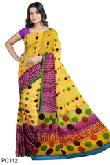 Multicolour Designer Wedding Partywear Pure Crepe Printed Hand Embroidery Work Bridal Saree Sari With Blouse Piece PC112