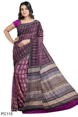 Multicolour Designer Wedding Partywear Pure Crepe Printed Hand Embroidery Work Bridal Saree Sari With Blouse Piece PC115