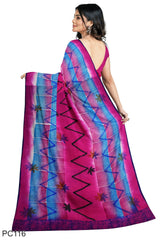 Multicolour Designer Wedding Partywear Pure Crepe Printed Hand Embroidery Work Bridal Saree Sari With Blouse Piece PC116