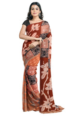 Multicolour Designer Wedding Partywear Pure Crepe Printed Hand Embroidery Work Bridal Saree Sari With Blouse Piece PC117