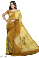 Multicolour Designer Wedding Partywear Pure Crepe Printed Hand Embroidery Work Bridal Saree Sari With Blouse Piece PC120