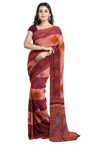 Multicolour Designer Wedding Partywear Pure Crepe Printed Hand Embroidery Work Bridal Saree Sari With Blouse Piece PC122