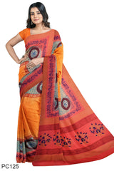 Multicolour Designer Wedding Partywear Pure Crepe Printed Hand Embroidery Work Bridal Saree Sari With Blouse Piece PC125