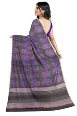 Multicolour Designer Wedding Partywear Pure Crepe Printed Hand Embroidery Work Bridal Saree Sari With Blouse Piece PC13