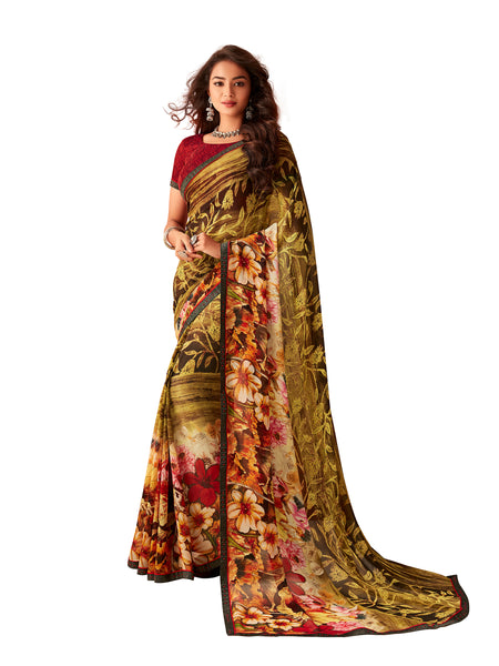 Multi-Colour Georgette Fancy Designer Saree Sari