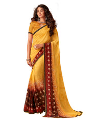 Yellow Georgette Fancy Designer Saree Sari