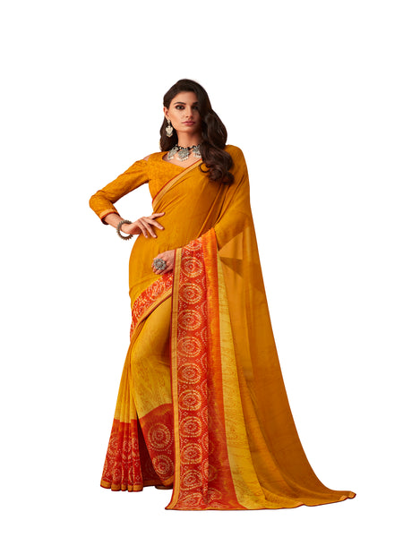 Yellow Georgette Fancy Designer Saree Sari