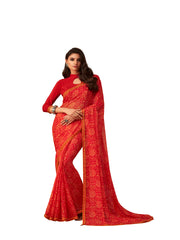 Red Georgette Fancy Designer Saree Sari