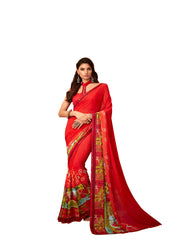 Red Georgette Fancy Designer Saree Sari