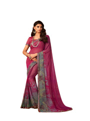 Pink Georgette Fancy Designer Saree Sari