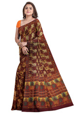 Multicolour Designer Wedding Partywear Pure Crepe Printed Hand Embroidery Work Bridal Saree Sari With Blouse Piece PC15