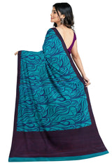 Multicolour Designer Wedding Partywear Pure Crepe Printed Hand Embroidery Work Bridal Saree Sari With Blouse Piece PC2