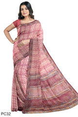 Multicolour Designer Wedding Partywear Pure Crepe Printed Hand Embroidery Work Bridal Saree Sari With Blouse Piece PC32