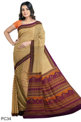 Multicolour Designer Wedding Partywear Pure Crepe Printed Hand Embroidery Work Bridal Saree Sari With Blouse Piece PC34