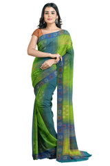 Multicolour Designer Wedding Partywear Pure Crepe Printed Hand Embroidery Work Bridal Saree Sari With Blouse Piece PC35