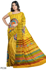 Multicolour Designer Wedding Partywear Pure Crepe Printed Hand Embroidery Work Bridal Saree Sari With Blouse Piece PC36