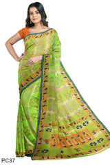 Multicolour Designer Wedding Partywear Pure Crepe Printed Hand Embroidery Work Bridal Saree Sari With Blouse Piece PC37