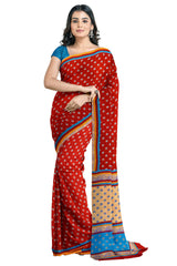 Multicolour Designer Wedding Partywear Pure Crepe Printed Hand Embroidery Work Bridal Saree Sari With Blouse Piece PC43