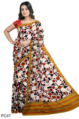 Multicolour Designer Wedding Partywear Pure Crepe Printed Hand Embroidery Work Bridal Saree Sari With Blouse Piece PC47