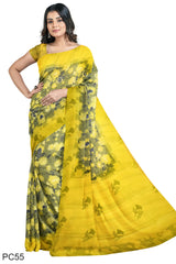 Multicolour Designer Wedding Partywear Pure Crepe Printed Hand Embroidery Work Bridal Saree Sari With Blouse Piece PC55