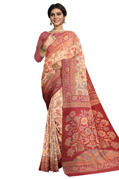 Multicolour Designer Wedding Partywear Pure Crepe Printed Hand Embroidery Work Bridal Saree Sari With Blouse Piece PC56