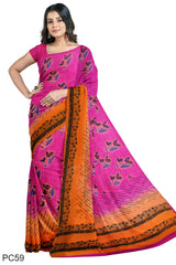 Multicolour Designer Wedding Partywear Pure Crepe Printed Hand Embroidery Work Bridal Saree Sari With Blouse Piece PC59