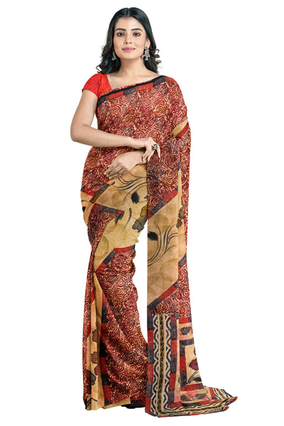 Multicolour Designer Wedding Partywear Pure Crepe Printed Hand Embroidery Work Bridal Saree Sari With Blouse Piece PC60