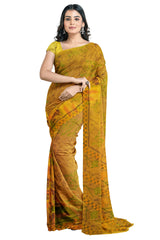 Multicolour Designer Wedding Partywear Pure Crepe Printed Hand Embroidery Work Bridal Saree Sari With Blouse Piece PC61