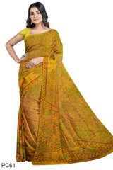 Multicolour Designer Wedding Partywear Pure Crepe Printed Hand Embroidery Work Bridal Saree Sari With Blouse Piece PC61