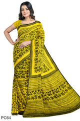 Multicolour Designer Wedding Partywear Pure Crepe Printed Hand Embroidery Work Bridal Saree Sari With Blouse Piece PC64