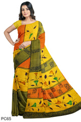 Multicolour Designer Wedding Partywear Pure Crepe Printed Hand Embroidery Work Bridal Saree Sari With Blouse Piece PC65