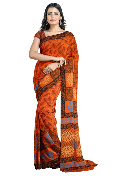 Multicolour Designer Wedding Partywear Pure Crepe Printed Hand Embroidery Work Bridal Saree Sari With Blouse Piece PC66