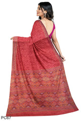 Multicolour Designer Wedding Partywear Pure Crepe Printed Hand Embroidery Work Bridal Saree Sari With Blouse Piece PC67