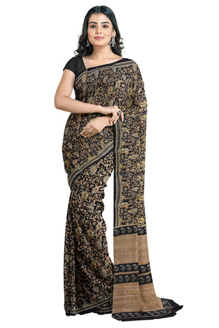Multicolour Designer Wedding Partywear Pure Crepe Printed Hand Embroidery Work Bridal Saree Sari With Blouse Piece PC4