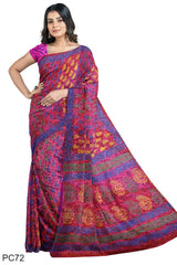 Multicolour Designer Wedding Partywear Pure Crepe Printed Hand Embroidery Work Bridal Saree Sari With Blouse Piece PC72